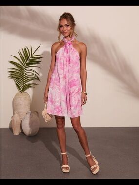 Vici Pink Marble Halter Mini Dress